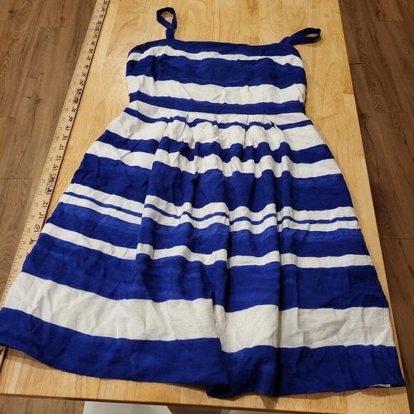 LOFT Dresses & Skirts - Ann Taylor Loft Blue & White Size Six Strappy Mini Dress 16" P2P 14" Waist